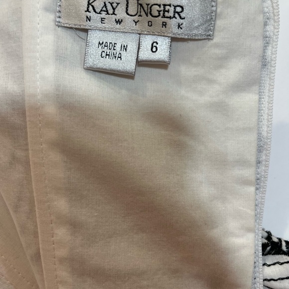 KAY Unger Black and White Embroidered Strapless Dress Size 6 - Picture 5 of 6
